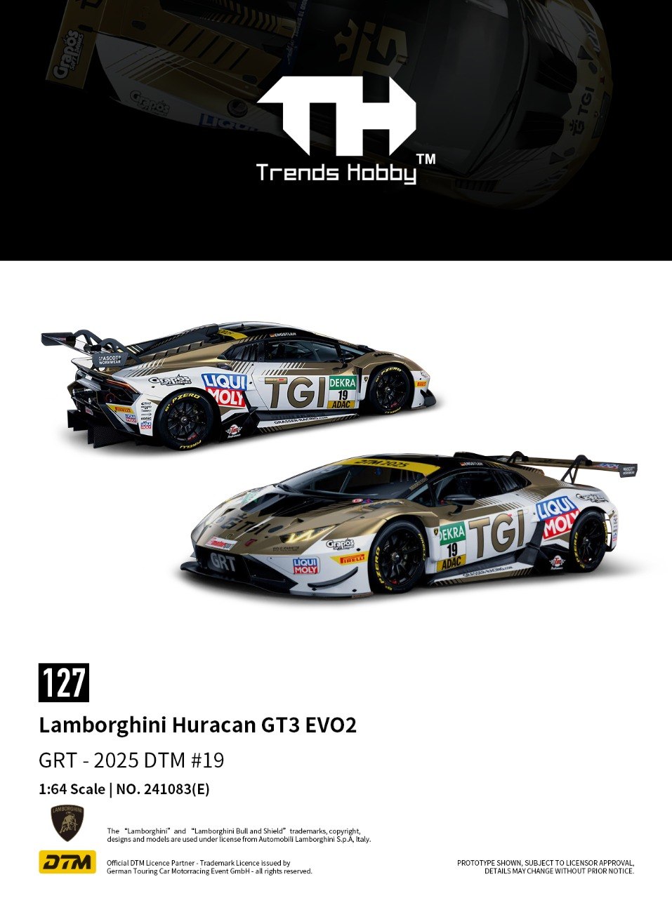 [TRENDS HOBBY] Lamborghini Huracan GT3 EVO2 DTM 2025 #19 - Toy Space Diecast Online Store Singapore