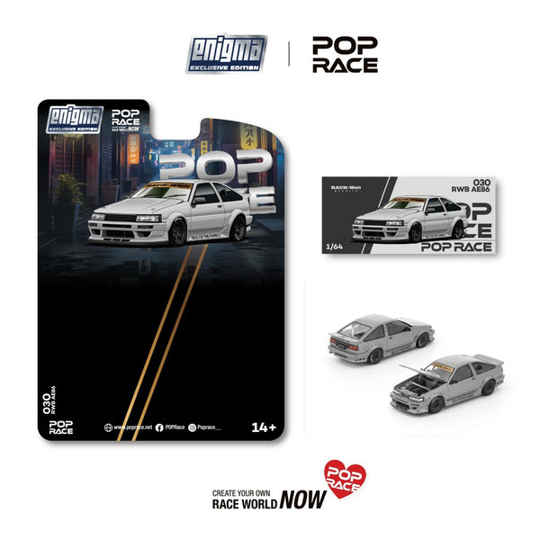 [POP RACE] 1:64 RWB AE86 Matte Grey - Blister Packaging - Toy Space Diecast Online Store Singapore