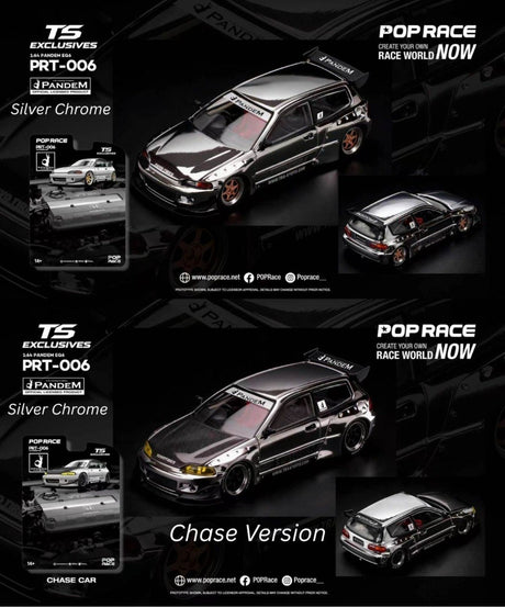 [POP RACE] 1:64 Pandem EG6 Silver Chrome - Tokyo Station Blister Packaging - Toy Space Diecast Online Store Singapore