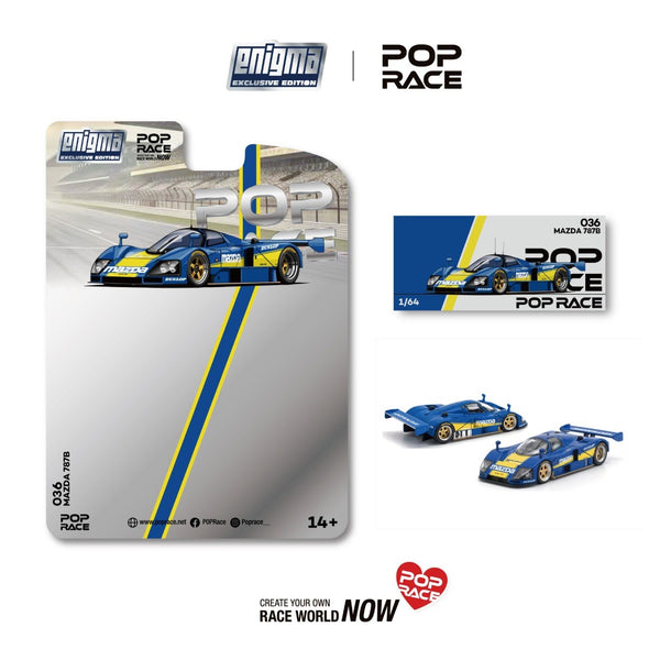 [POP RACE] 1:64 Mazda 787B Racing Blue/Yellow - Blister Packaging