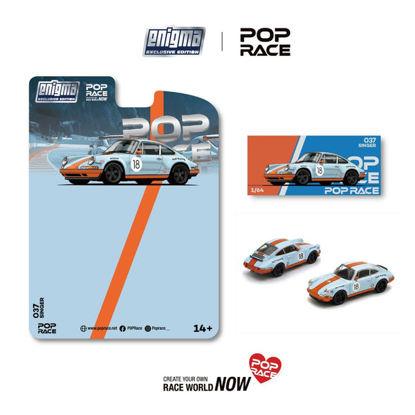[POP RACE] 1:64 Singer Racing Orange/Blue #18 - Blister Packaging