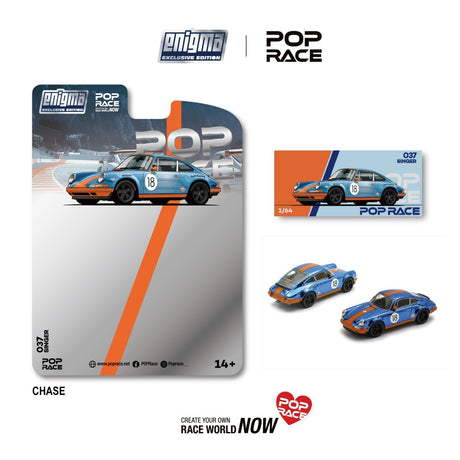 [POP RACE] 1:64 Singer Racing Orange/Blue #18 - Blister Packaging - Toy Space Diecast Online Store Singapore