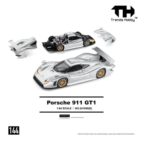 [TRENDS HOBBY] Porsche 911 GT1 1998 Silver - Toy Space Diecast Online Store Singapore