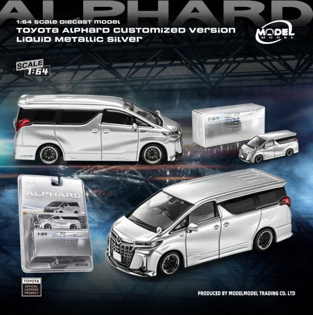 [MODEL MODEL] 1:64 Toyota Alphard Customized Version Liquid Metallic Silver