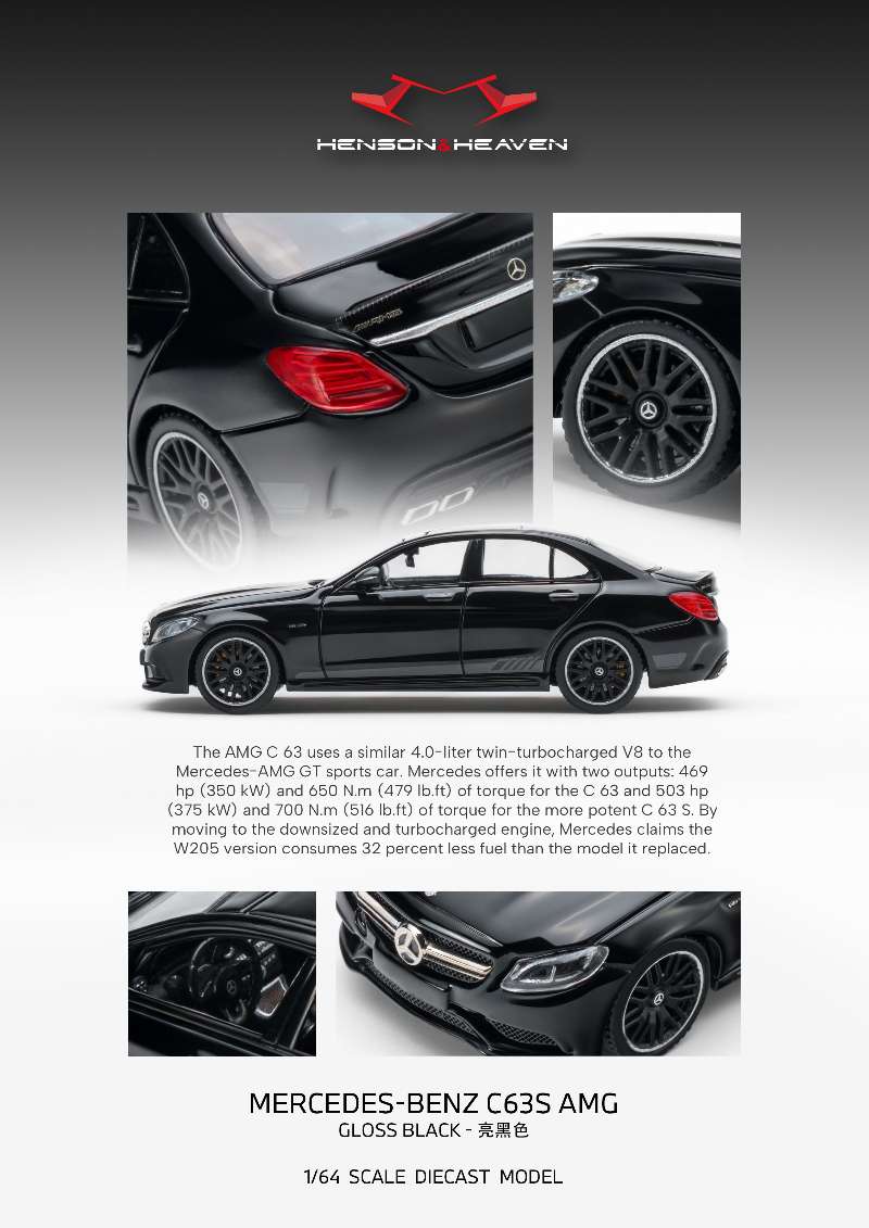 [HH MODEL] 1:64 C63 W205 Gloss Black
