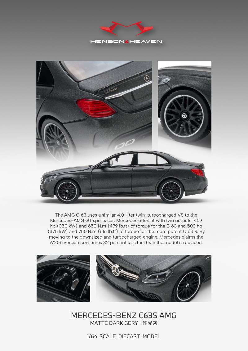 [HH MODEL] 1:64 C63 W205 Matte Dark Grey