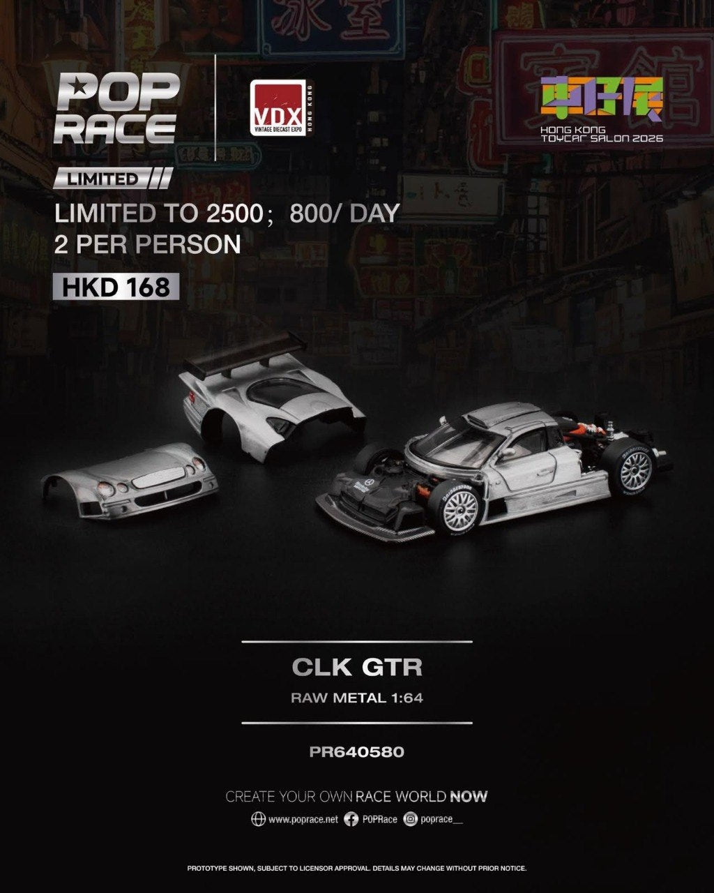 [POP RACE] 1:64 CLK GTR Raw Metal HKTS 2026