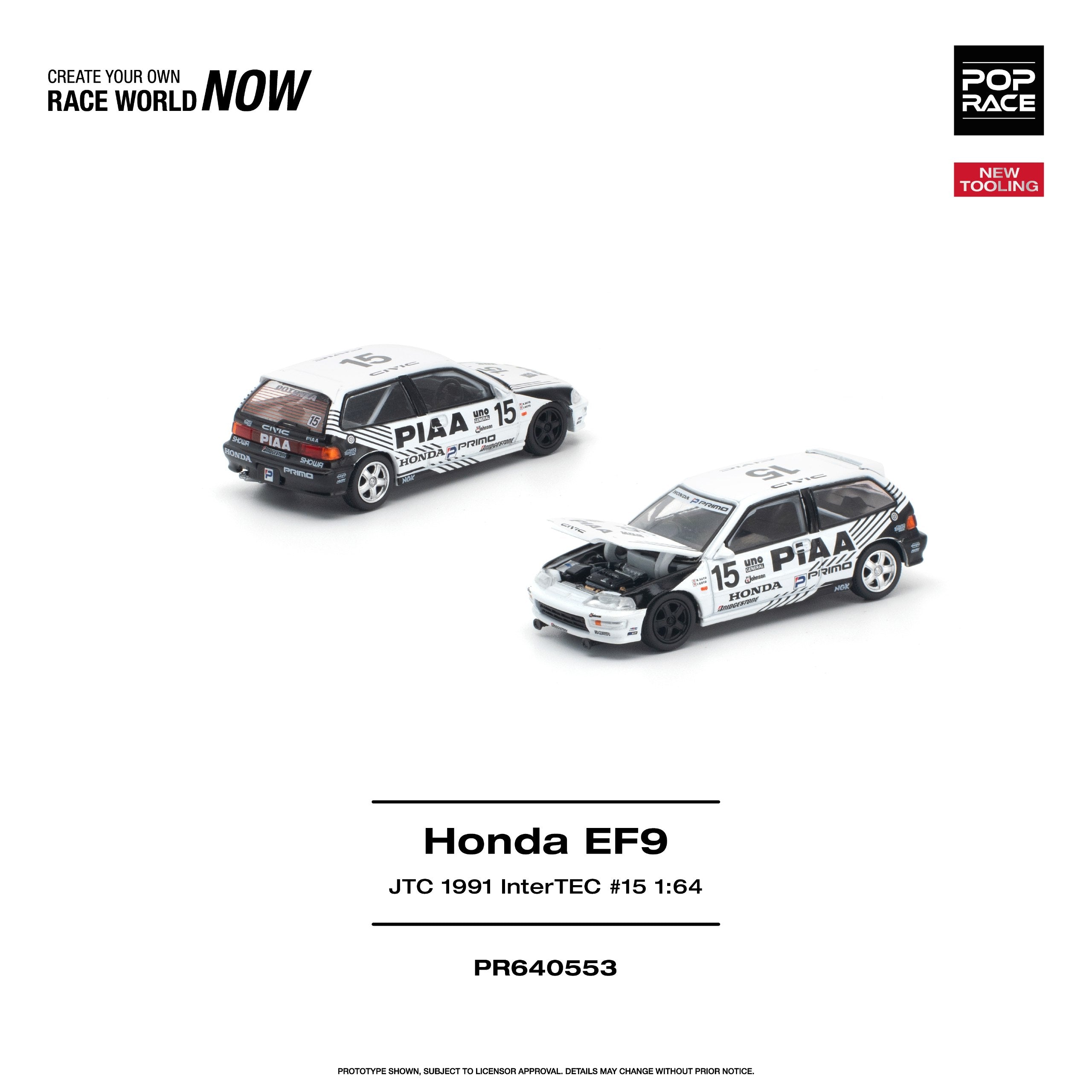 [POP RACE] 1:64 Honda Civic (EF9) #15 JTC 1991 InterTEC