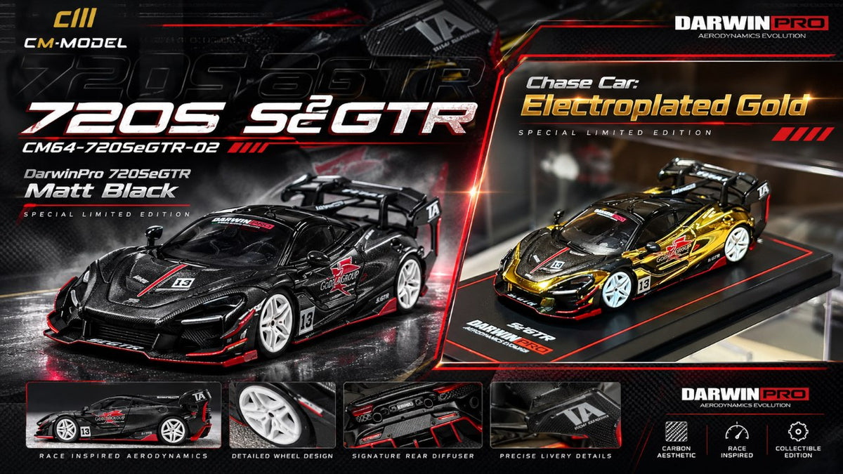 [CM MODEL] 1:64 DarwinPro 720SeGTR Matt Black Special Limited Edition