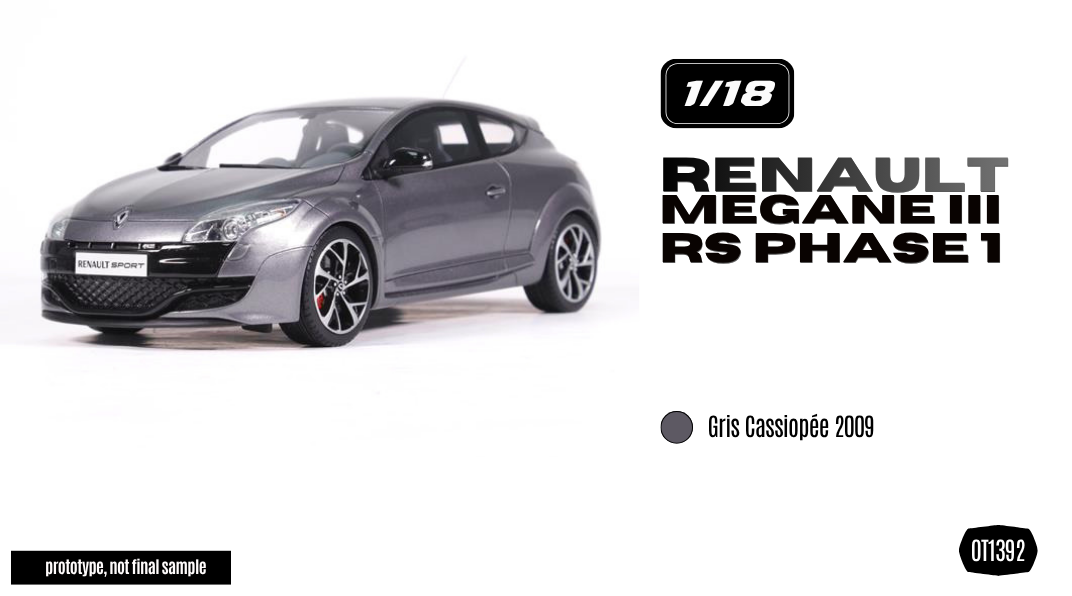 [OTTOMOBILE] 1:18 Renault Megane III RS Phase 1 Gris Cassiopée 2009 [OT1392]