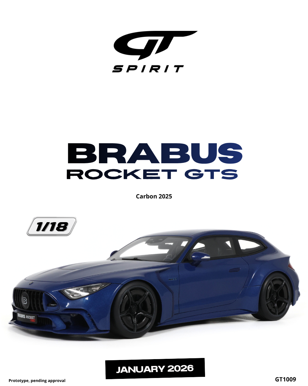 [GT SPIRIT] 1:18 Brabus Rocket GTS Carbon Blue 2025 [GT1009]