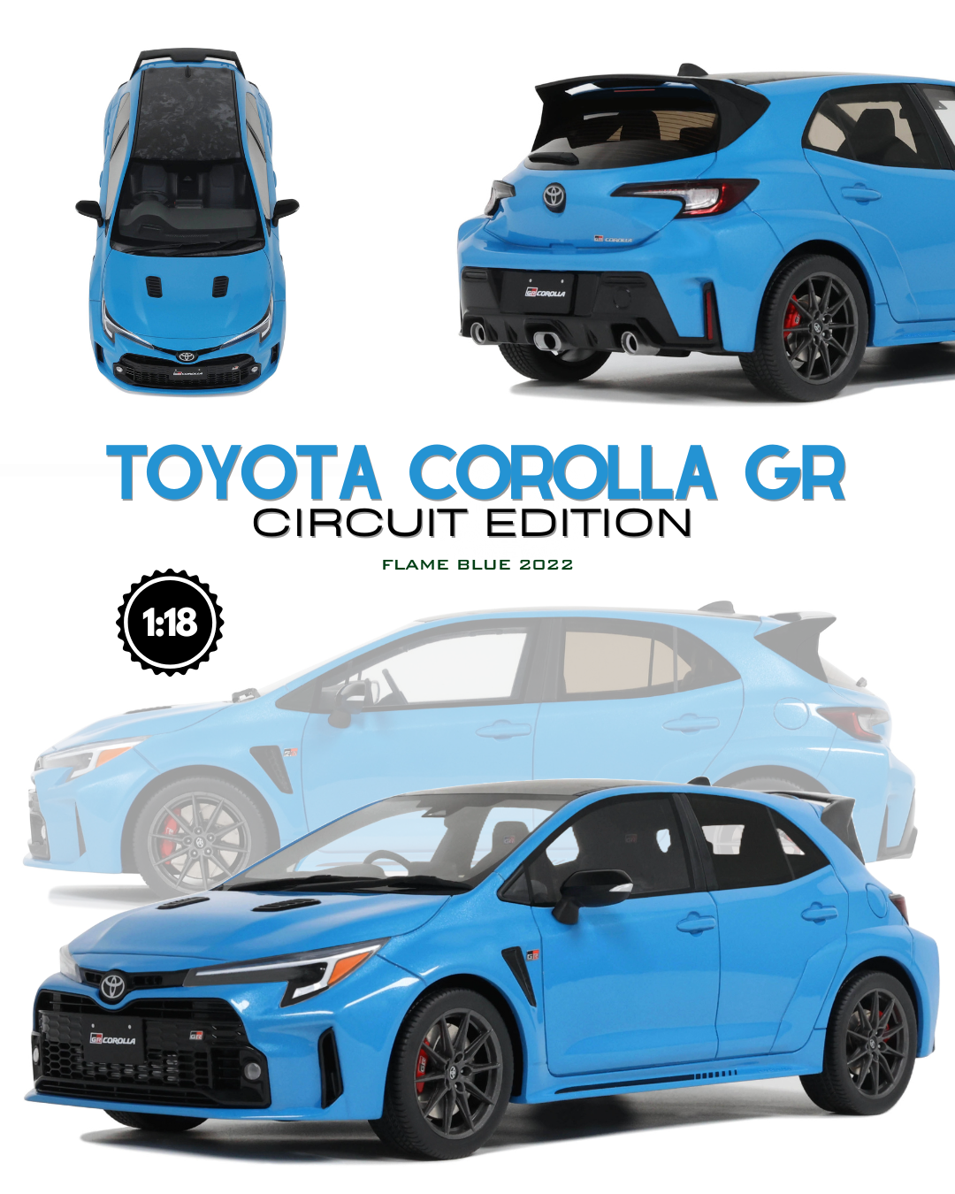 [OTTOMOBILE] 1:18 Toyota Corolla GR Circuit Edition Flame Blue 2022 [OT1169]