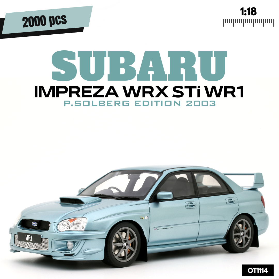 [OTTOMOBILE] 1:18 Subaru Impreza WRX STI WR1 P.Solberg Edition Ice Blue Metallic 2003 [OT1114]