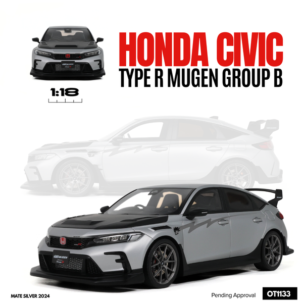 [OTTOMOBILE] 1:18 Honda Civic Type R Mugen Group B Mate Silver 2024 [OT1133]