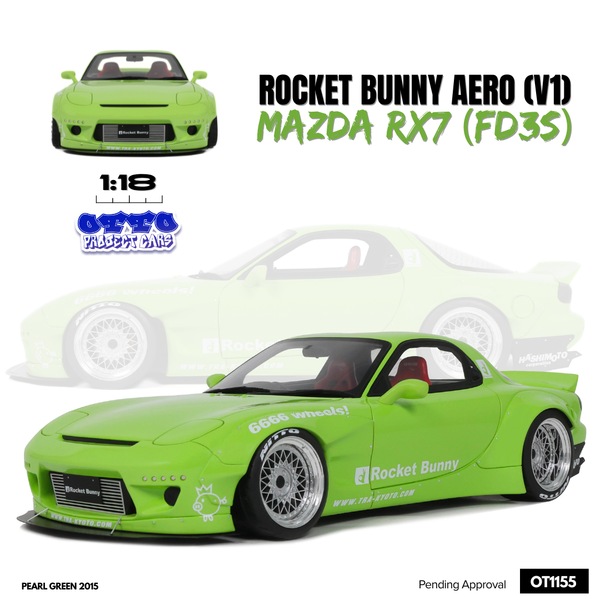 [OTTOMOBILE] 1:18 Rocket Bunny Aero (V1) Mazda RX7 (FD3S) Pearl Green 2015 [OT1155]