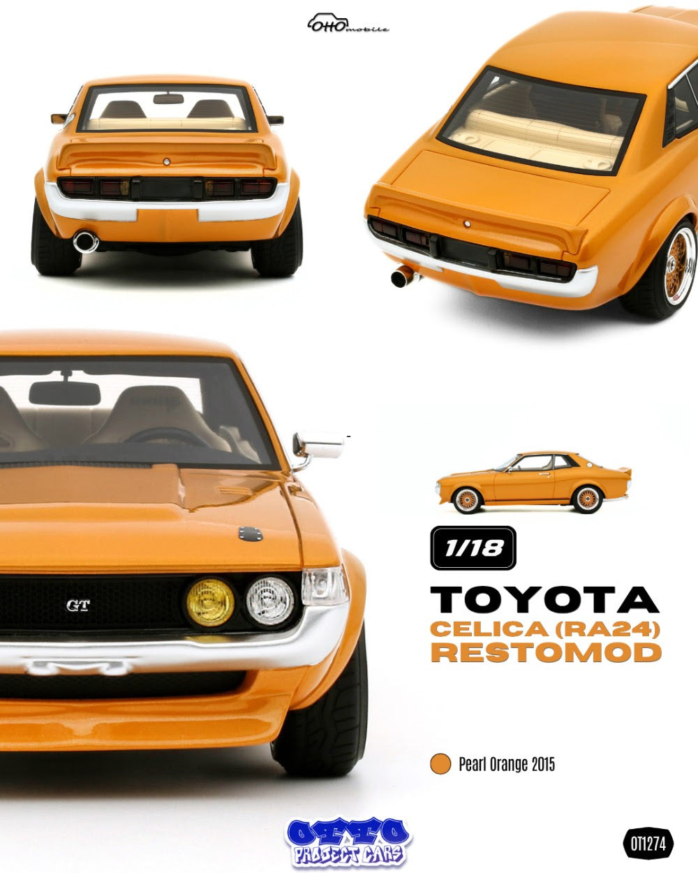 [OTTOMOBILE] 1:18 Toyota Celica (RA24) Restomod Pearl Orange 2015 [OT1274]