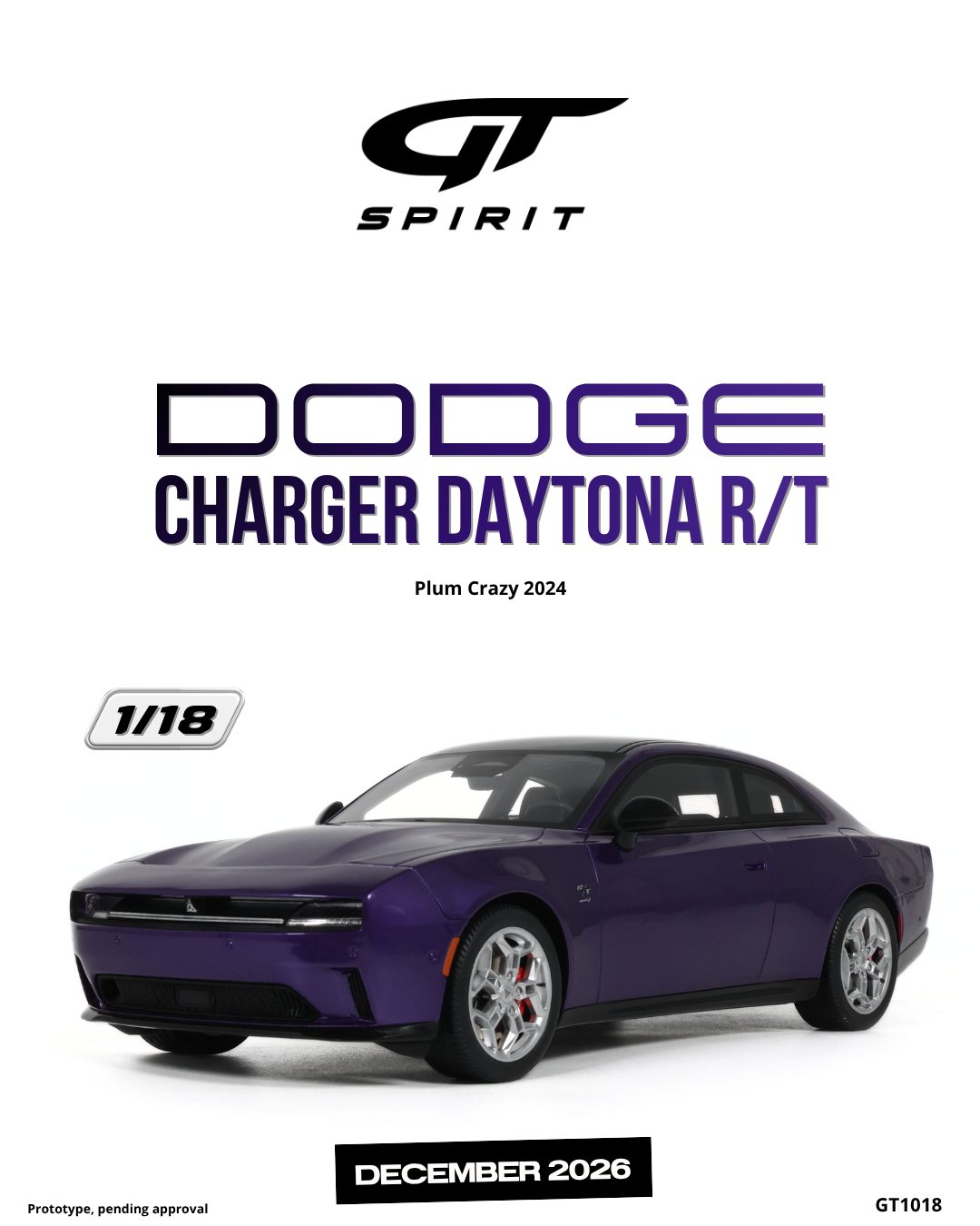 [GT SPIRIT] 1:18 Dodge Charger Daytona R/T Plum Crazy 2024 [GT1018]