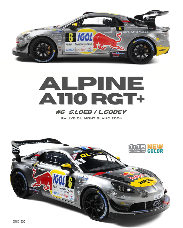 [SOLIDO] 1:18 Alpine A110 RGT+ Grey #6 S.Loeb / L.Godey Rallye DU Mont Blanc 2024 (Copy)