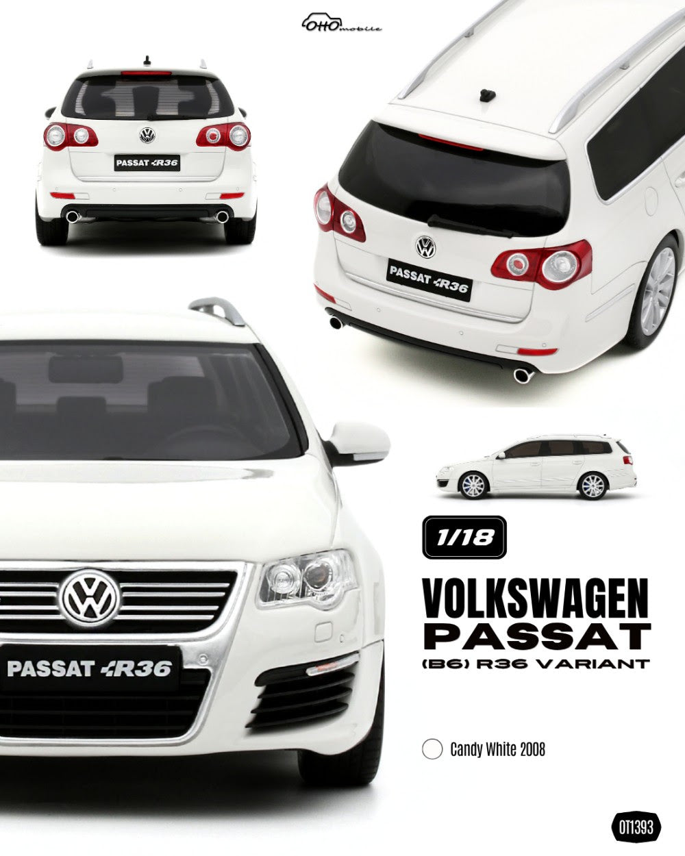 [OTTOMOBILE] 1:18 Volkswagen Passat (B6) R36 Variant Candy White 2008 [OT1393]
