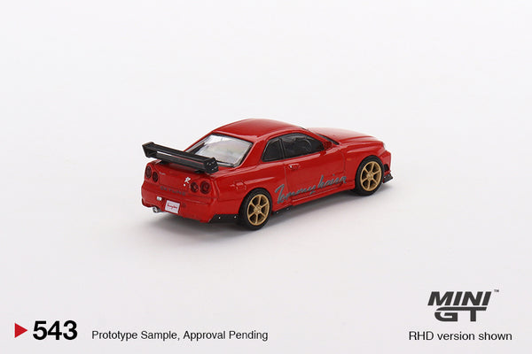 Mini GT Nissan GT-R (R34) Tommykaira R-z Red (RHD)