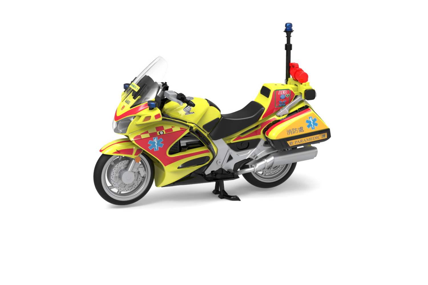 Tiny City 90 Diecast - Honda ST1300P HKFSD EMAMC (Yellow) (A600) - Toy Space Diecast Online Store Singapore