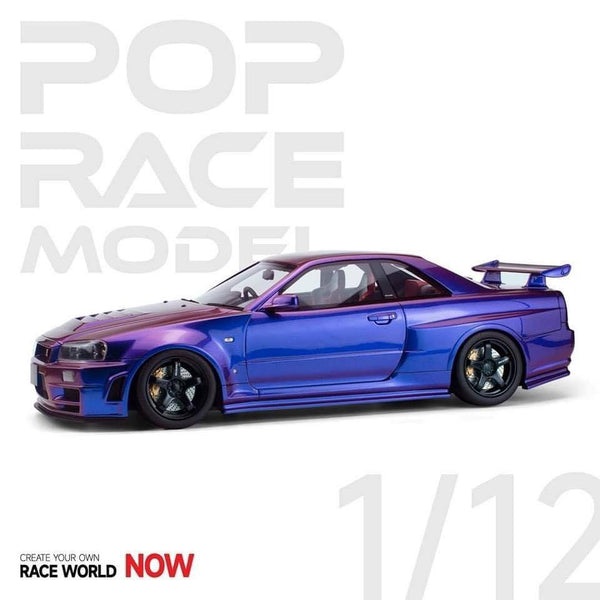 Poprace 1/12 Nismo Z-Tune GTR BNR34 Midnight Purple with Engine Display - Toy Space Diecast Online Store Singapore